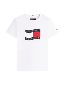 TOMMY HILFIGER Tričko  červená / čierna / biela