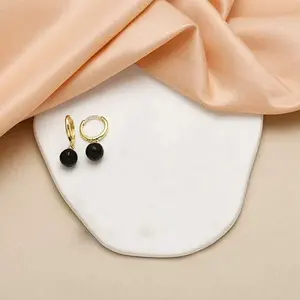 Round Brass Enamel Hoop Earrings