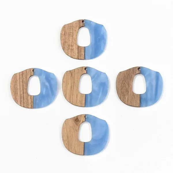 Opaque Resin & Walnut Wood Pendants