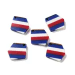 Independence Day Opaque Striped Resin & Walnut Wood Pendants