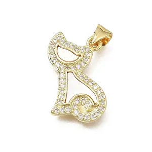 Brass Micro Pave Clear Cubic Zirconia Pendants