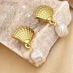 304 Stainless Steel Plastic Pearl Dangle Stud Earrings