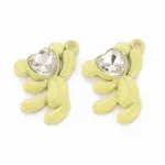 Spray Painted Alloy Rhinestone Pendants