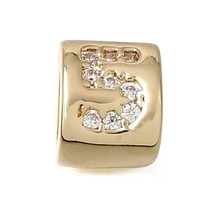 Brass Micro Pave Clear Cubic Zirconia Beads
