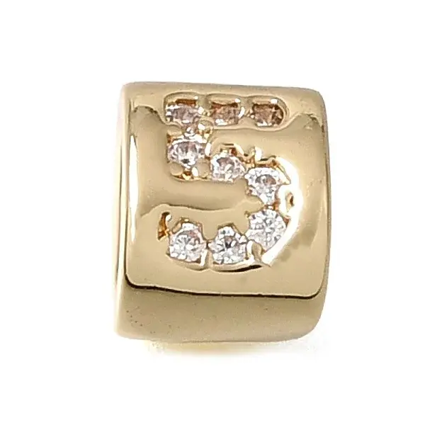 Brass Micro Pave Clear Cubic Zirconia Beads