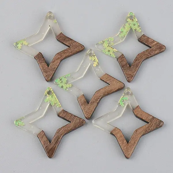 Transparent Resin & Walnut Wood Pendants
