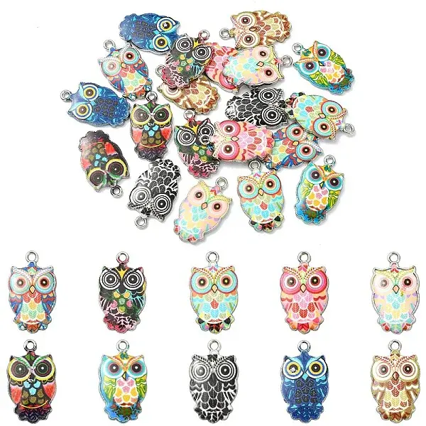 20Pcs 10 Styles Alloy Enamel Pendants