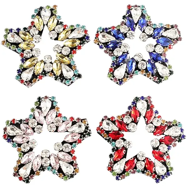 4Pcs 4 Colors Star Rhinestone Appliques