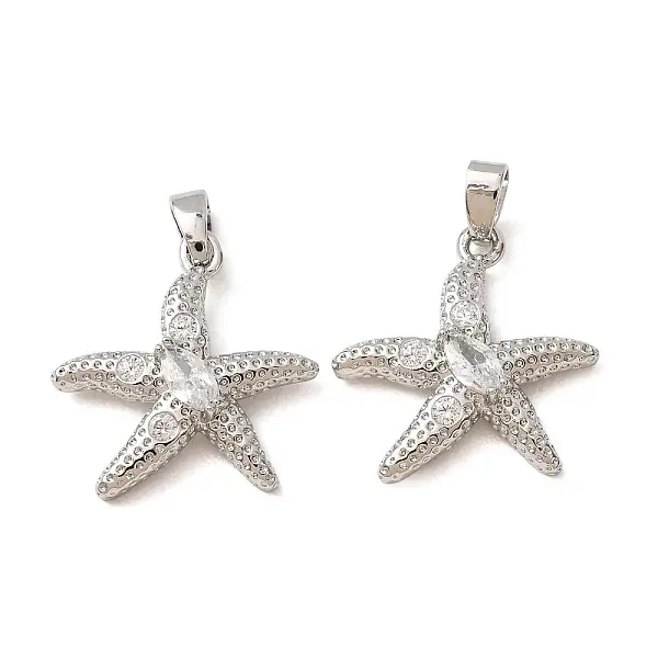 Brass Micro Pave Clear Cubic Zirconia Pendants