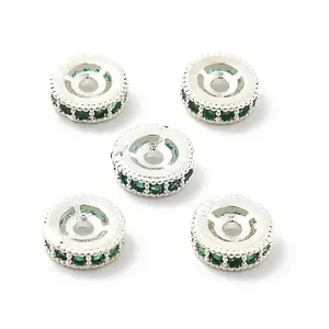 Brass Micro Pave Cubic Zirconia Beads