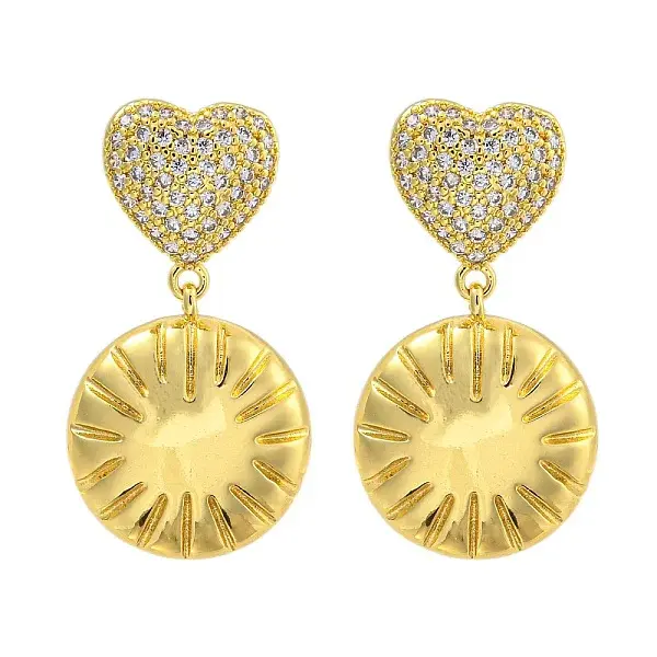 Rack Plating Brass Micro Pave Clear Cubic Zirconia Stud Earrings