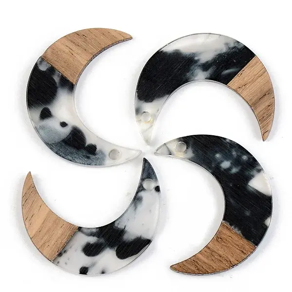 Transparent Resin & Walnut Wood Pendants