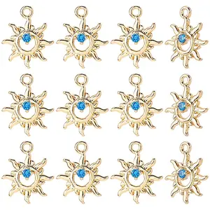 12Pcs Brass Micro Pave Cubic Zirconia Charms
