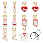 12Pcs 6 Styles Alloy Enamel Stethoscope Pendant Decorations