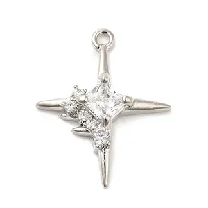 Brass Micro Pave Cubic Zirconia Pendants