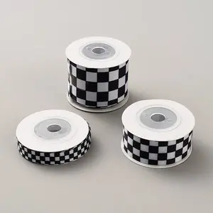 Polyester Tartan Pattern Grosgrain Ribbon
