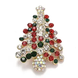 Colorful Christmas Tree Rhinestone Brooch