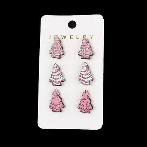 Wood Stud Steel Needle Earrings