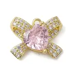 Rack Plating Brass Micro Pave Pink Cubic Zirconia Pendants