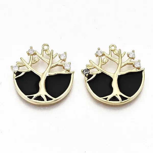 Brass Micro Pave Clear Cubic Zirconia Pendants