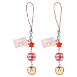 2Pcs Acrylic & Wood & Alloy & Resin Mobile Straps