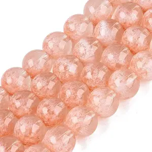 Transparent Half Spray Painted Glass Beads Strands