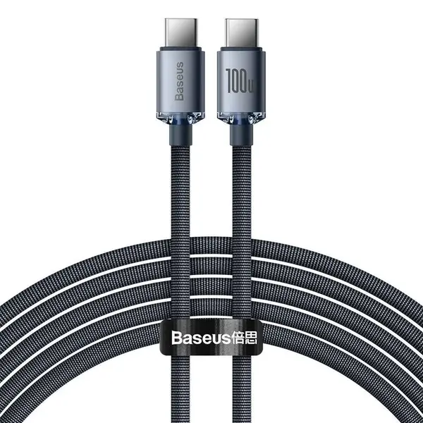 Datový kabel Baseus CAJY000701 Crystal Shine Series USB-C - USB-C 100W 2m, černá