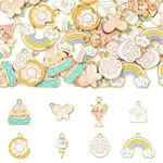 40Pcs 8 Styles Alloy Enamel Pendants