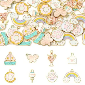 40Pcs 8 Styles Alloy Enamel Pendants