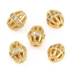 Brass Micro Pave Clear Cubic Zirconia Beads