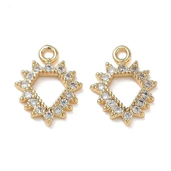 Brass Micro Pave Clear Cubic Zirconia Charms