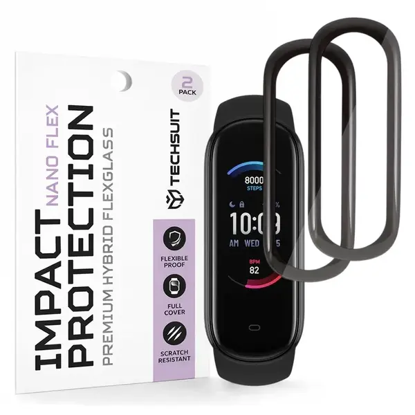 Techsuit Nano Flex, Amazfit Band 5, 2 kusy, černé