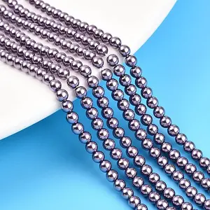 Baking Paint Pearlized Glass Pearl Bead Strands