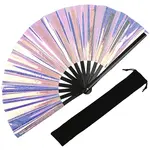 1Pc Bamboo with Oxford Fabric Glitter Powder Folding Fans