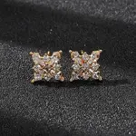 Brass Micro Pave Clear Cubic Zirconia Stud Earrings for Women