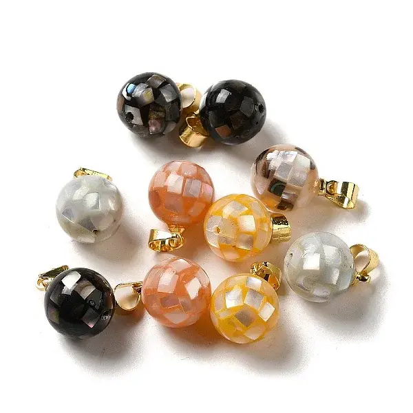 Natural Mixed Shell Dyed Round Charms