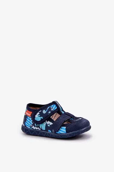 Boto Papučky Milami Deti Na Suchý Zips S Motívom Dinosaurov Tmavomodré Reathiana