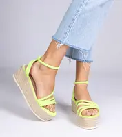 marka niezdefiniowana Green platform espadrille sandals Panola