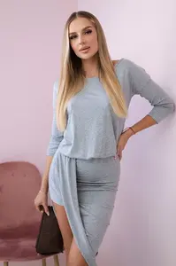 Asymmetrical dress, 3/4 sleeve gray