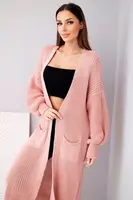 Long sweater powder pink cardigan