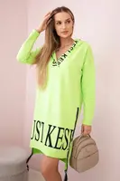 Hooded dress with pistachio print