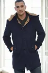 PLT8399 DEWBERRY SUEDE LOOK MEN'S COAT-NAVY BLUE-2