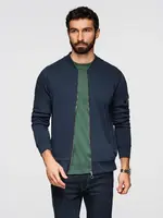 Ombre Men's unbuttoned cotton sweatshirt bomber - navy blue