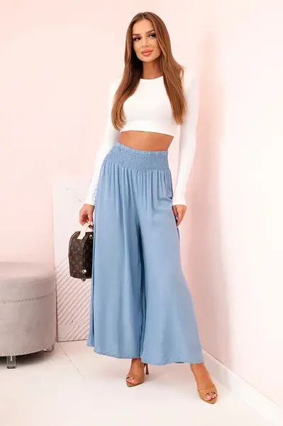 Kesi Włoski Dámske viskózové nohavice s elastickým pásom denim