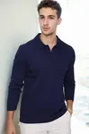 86813 Dewberry Polo Neck Long Sleeve Knitwear-Navy Blue