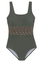 LASCANA Jednodielne plavky  béžová / jedľová / čierna