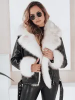 Dámska zimná kožená bunda s kožušinou