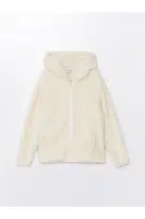 LC Waikiki Hooded Basic Long Sleeve Girl's Zippered Sweatshirt