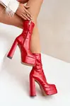 FS1 Lakované Botky Na Platformě A Vysokém Podpatku Červené Lotisha