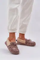 PH2 Dámské Mokasíny Pantofle S Kožíškem Tmavě Béžové Kleogoria